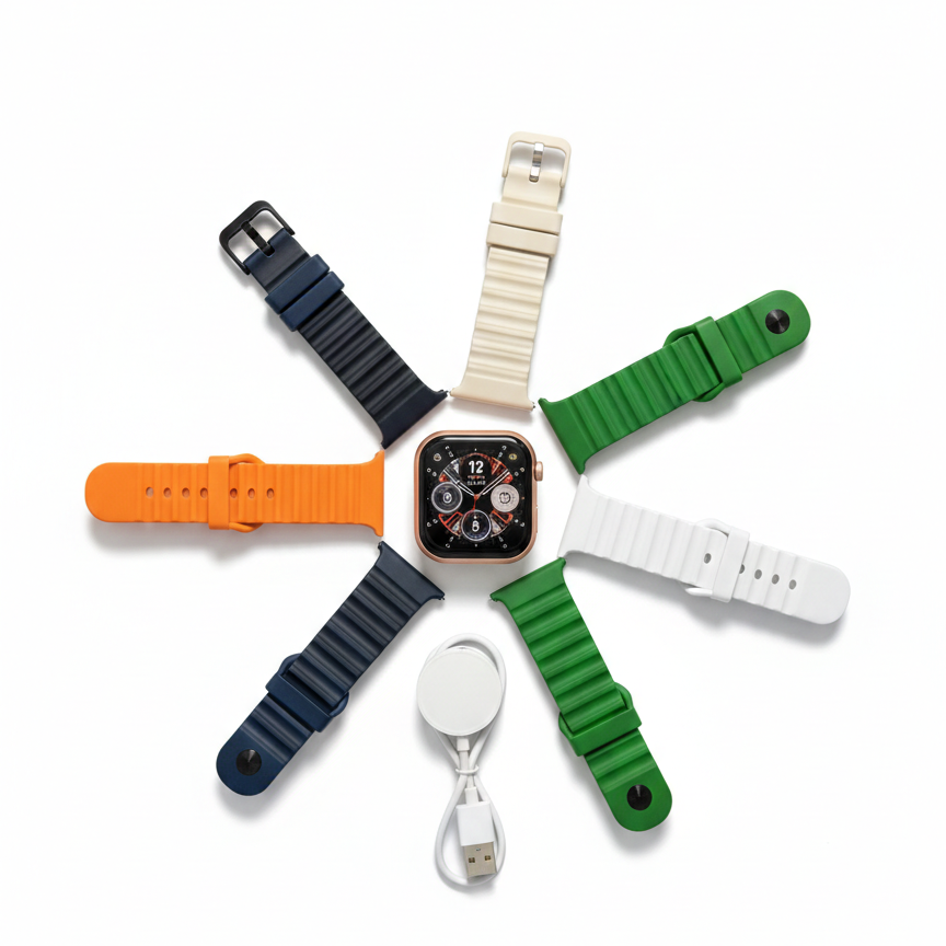 CROWN XT20 Series 10 Smart Watch 7+1 Combo – 2.01” Big Display with 7 Straps & Bluetooth Calling