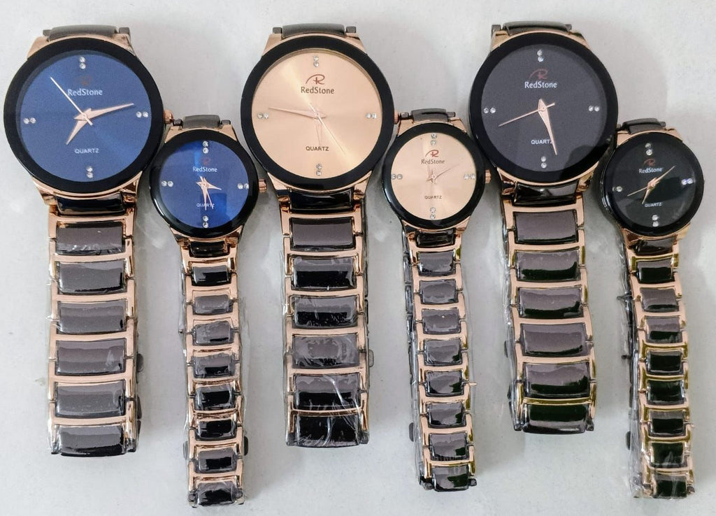 Redstone Quartz Couple Watch Durable Quality Stylish Design Perfect Choice For Daily Use And Gift Needs | Random Color & Design